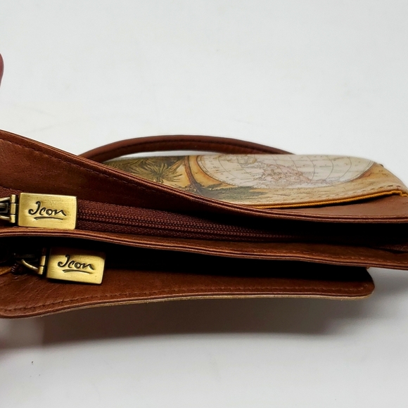 Jeon Los Angeles Genuine Leather Brown Clutch Sachel Handbag Palm Tree Purse - Picture 6 of 12